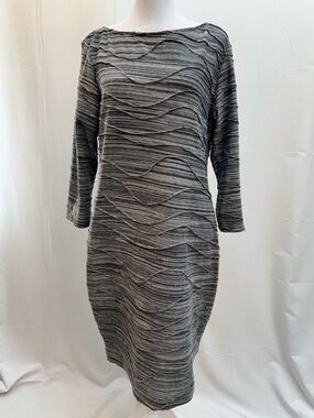 Sharagano Gray Textured Long-Sleeve Knit Dress 12